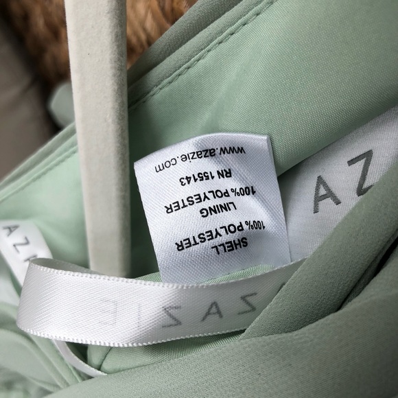 NEW Azazie A-Line Ruched Chiffon Dress in Dusty Sage - Picture 8 of 9